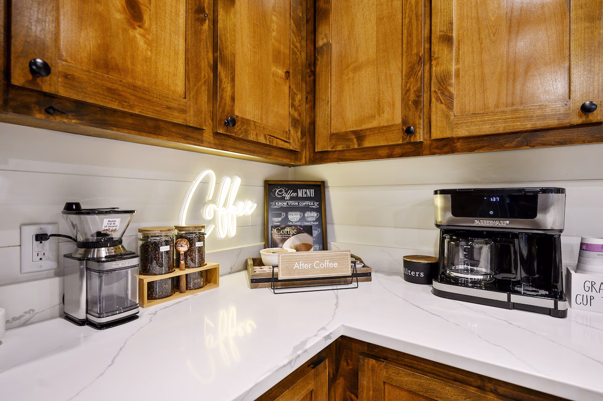Coffee bar with neon sign