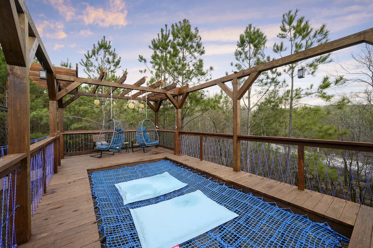 Hammock-net deck at sunset